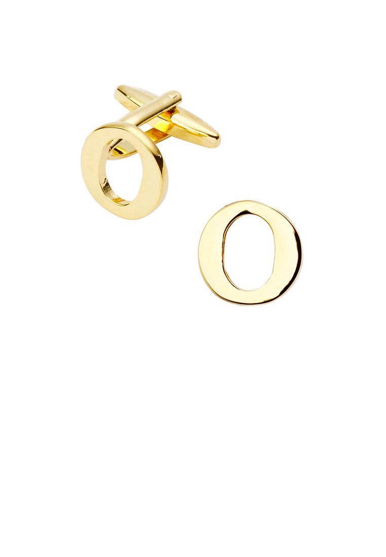 Simple and Fashion Plated Gold English Alphabet O Cufflinks