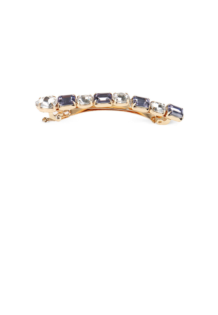 Fashion And Simple Plated Gold Geometric Hair Clip With Grey Cubic Zirconia - Luxurious Look