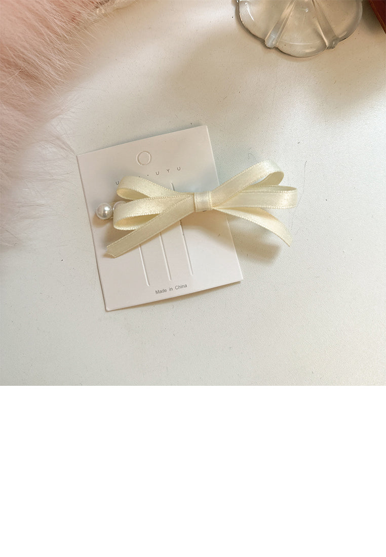 Simple And Cute Ribbon Imitation Pearl Hair Clip - Luxurious Look