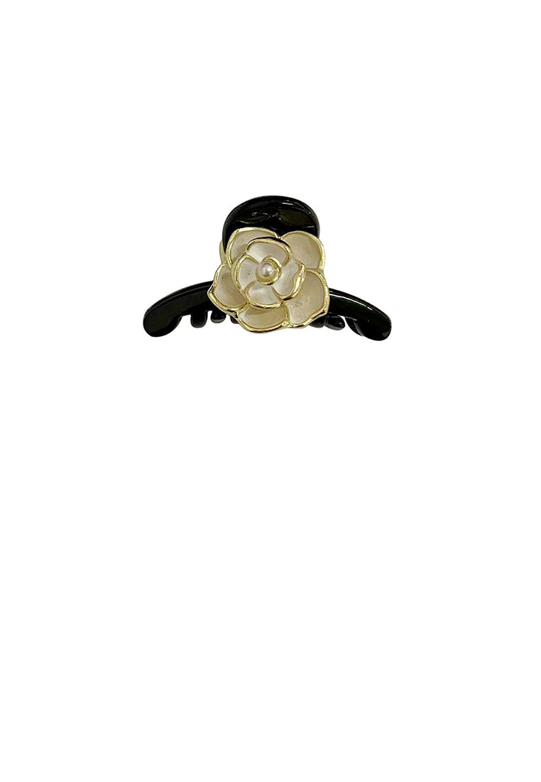 Simple And Elegant Golden Camellia Geometric Hair Claw - Elegant Hairpiece