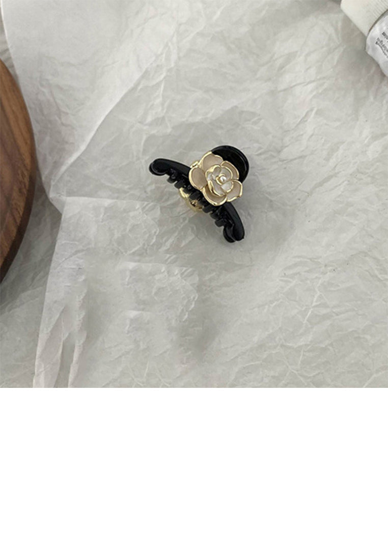 Simple And Elegant Golden Camellia Geometric Hair Claw - Elegant Hairpiece