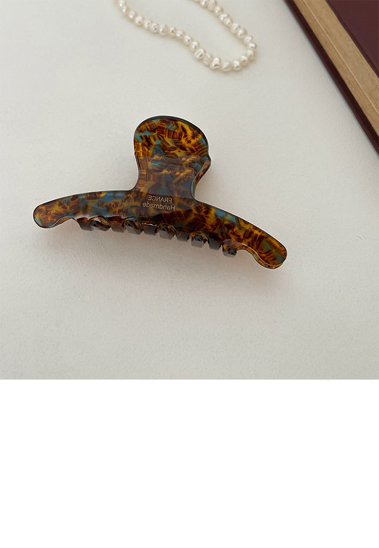 Fashion Temperament Brown Pattern Geometric Hair Claw - Elegant Hairpiece - Vibrant Color