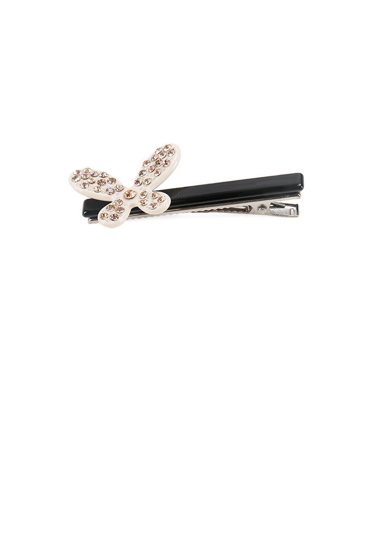 Simple And Sweet White Butterfly Hair Clip With Cubic Zirconia - Luxurious Look