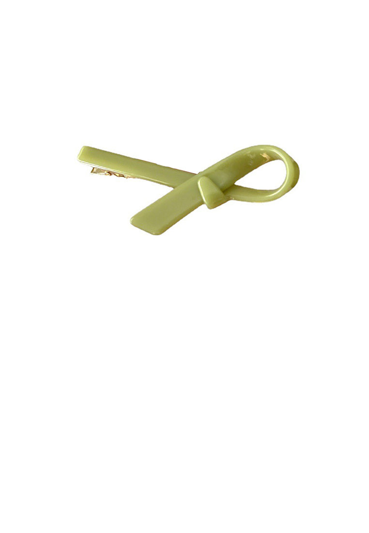 Simple And Cute Enamel Green Ribbon Hair Clip