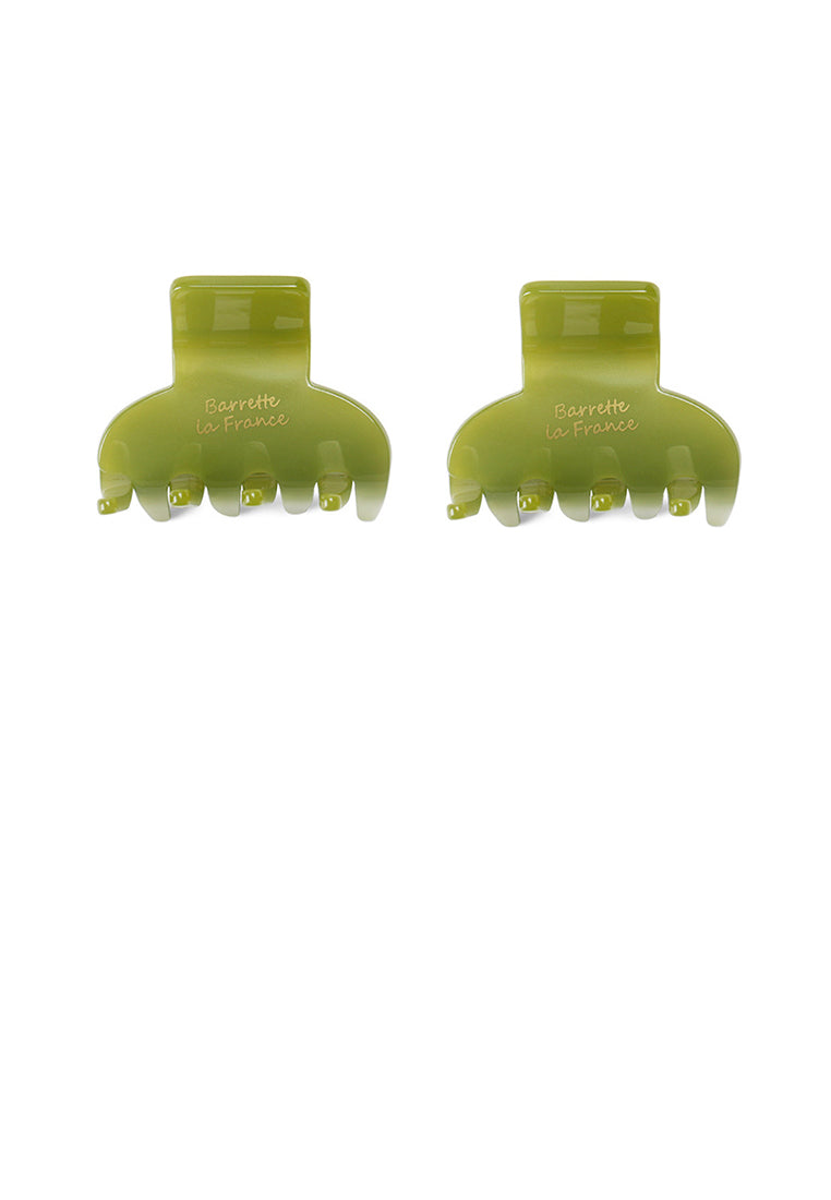 Simple And Fashion Dark Green Geometric Hair Claw 2-Pack - Elegant Hairpiece