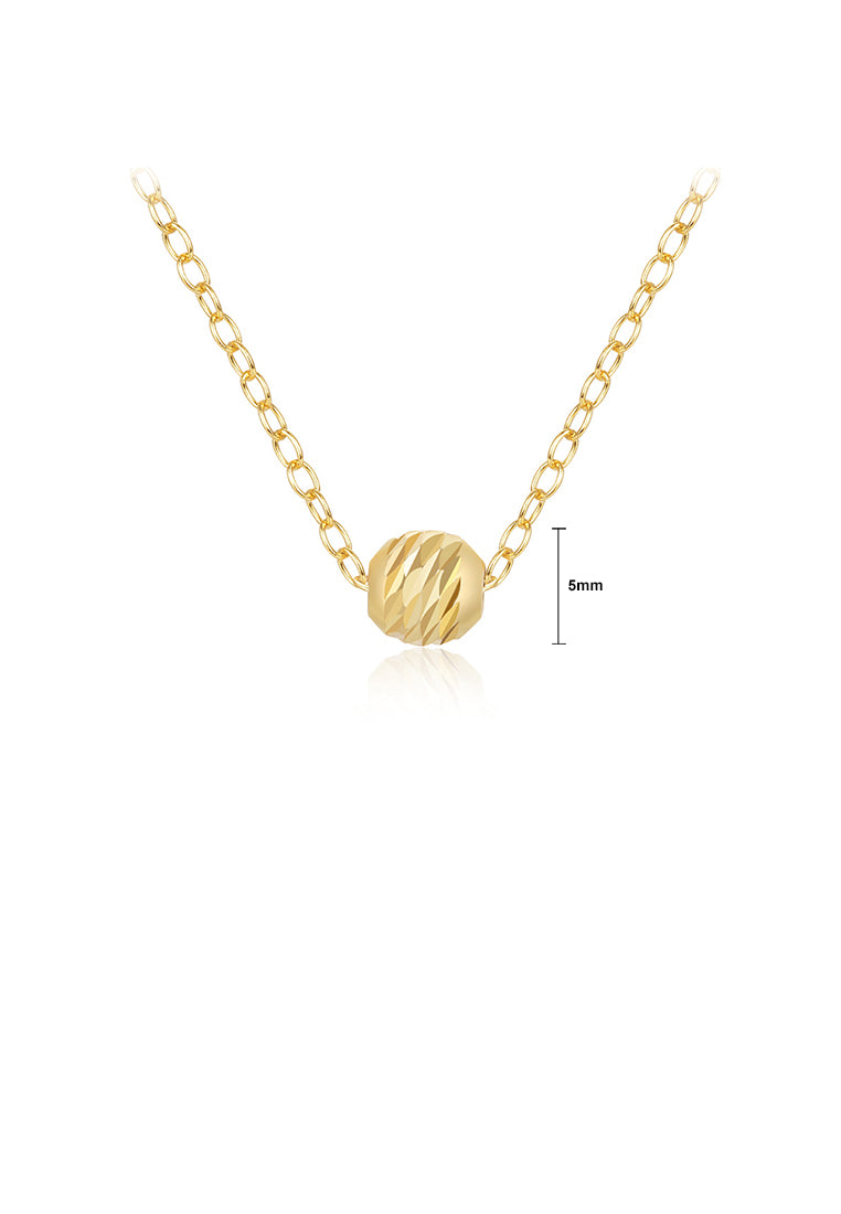 925 Sterling Silver Plated Gold Simple and Fashion Geometric Bead Pendant with Necklace