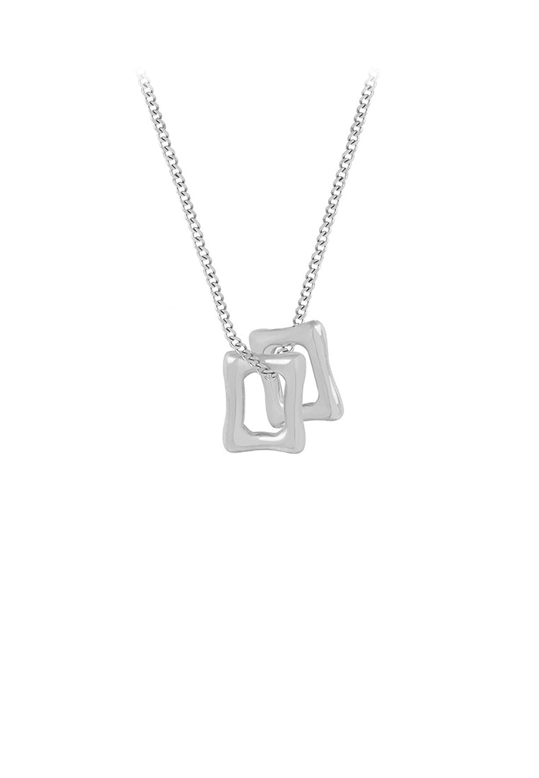 Simple and Fashion 316L Stainless Steel Hollow Geometric Square Pendant with Necklace