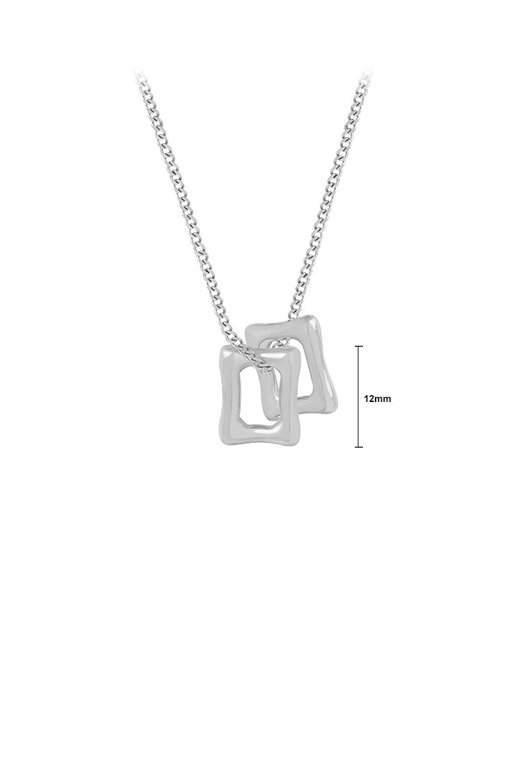 Simple and Fashion 316L Stainless Steel Hollow Geometric Square Pendant with Necklace