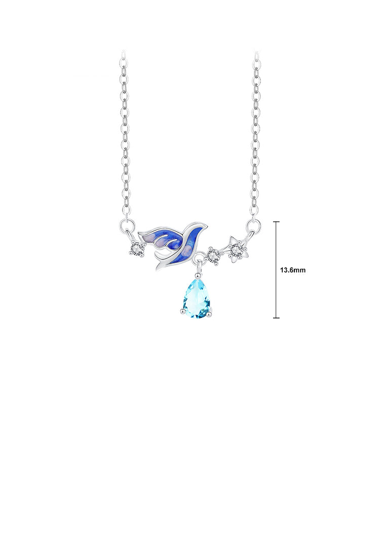 925 Sterling Silver Simple Magpie Star Pendant with Cubic Zirconia and Necklace - Luxurious Look