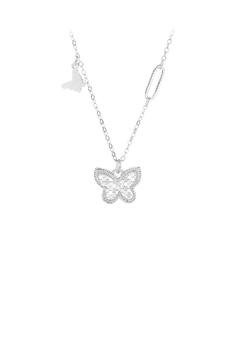 925 Sterling Silver Fashion Temperament Butterfly Sparkling Pendant with Necklace