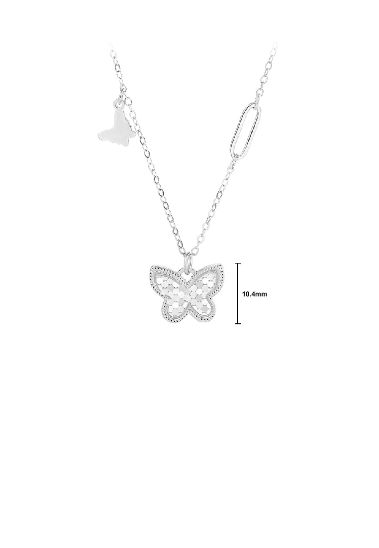 925 Sterling Silver Fashion Temperament Butterfly Sparkling Pendant with Necklace