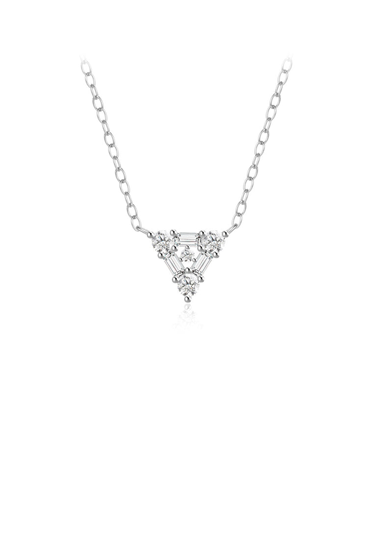 925 Sterling Silver Simple and Fashion Triangle Geometric Pendant with Cubic Zirconia and Necklace - Luxurious Look