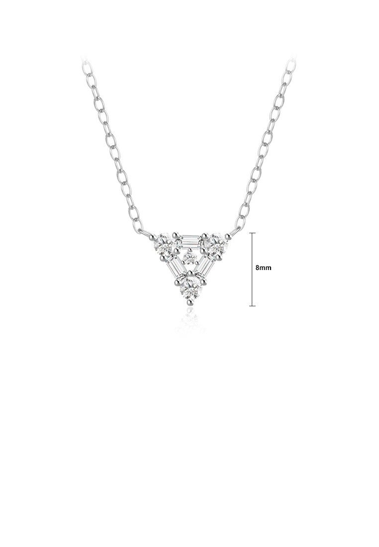 925 Sterling Silver Simple and Fashion Triangle Geometric Pendant with Cubic Zirconia and Necklace - Luxurious Look