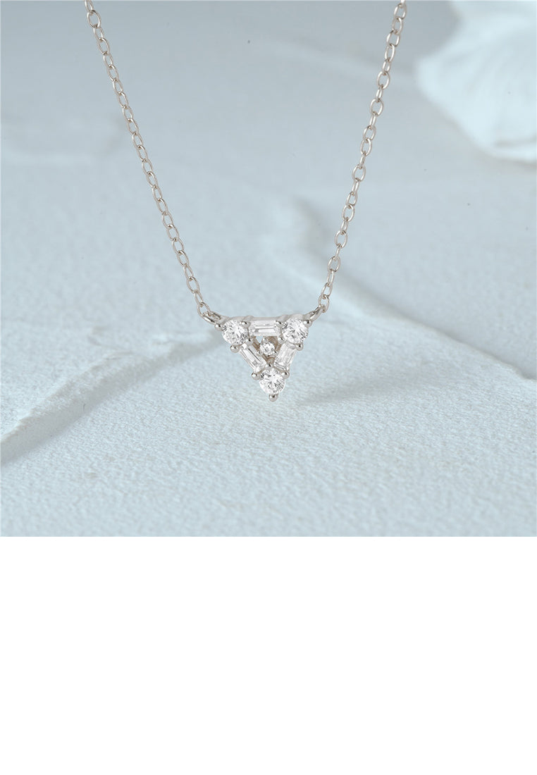 925 Sterling Silver Simple and Fashion Triangle Geometric Pendant with Cubic Zirconia and Necklace - Luxurious Look
