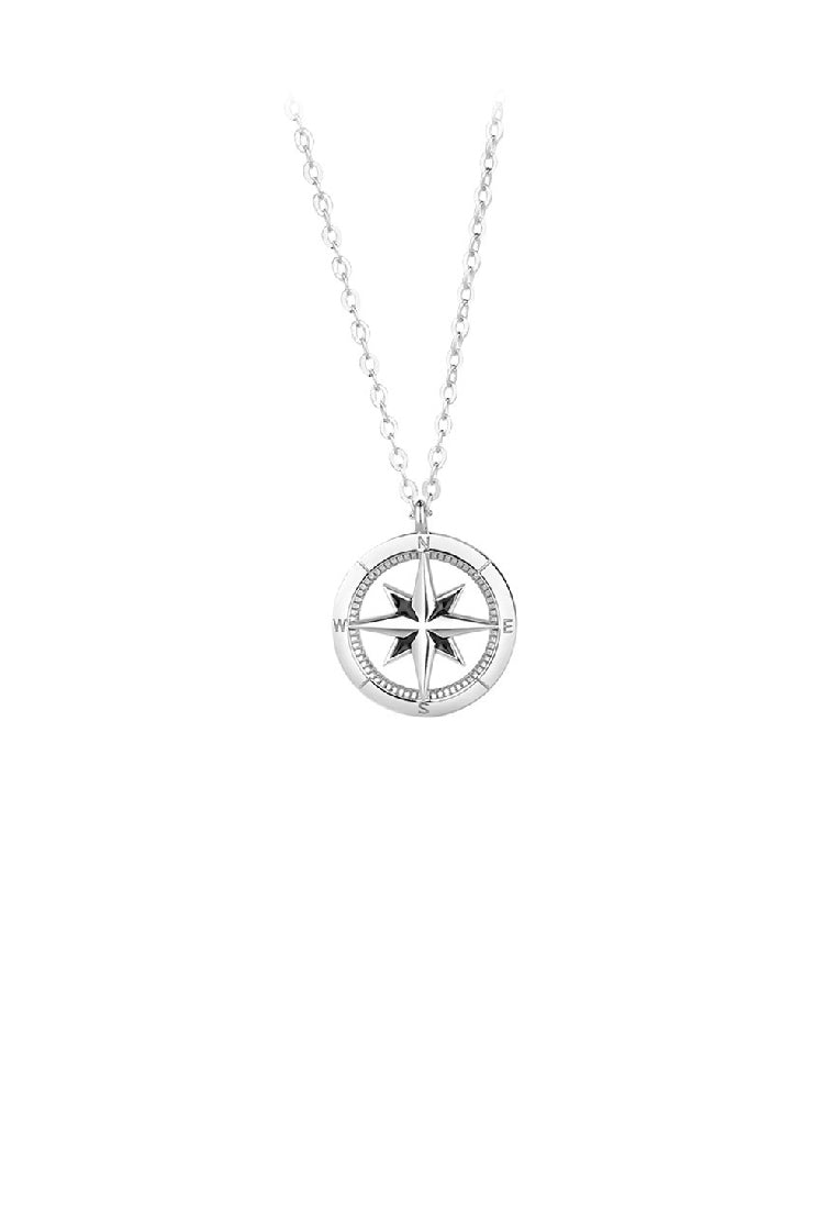 925 Sterling Silver Fashion Temperament Eight-pointed Star Hollow Round Couple Pendant with Necklace