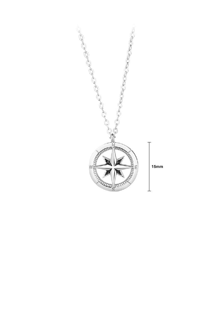 925 Sterling Silver Fashion Temperament Eight-pointed Star Hollow Round Couple Pendant with Necklace