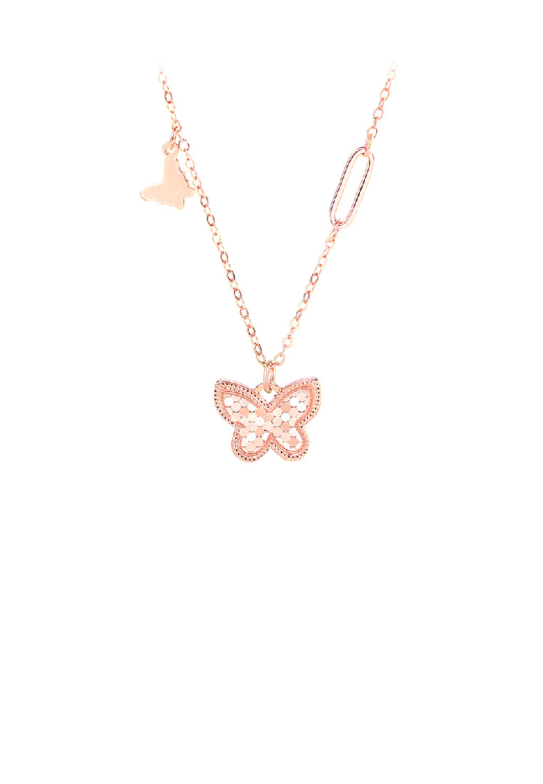 925 Sterling Silver Plated Rose Gold Fashion Temperament Butterfly Sparkling Pendant with Necklace