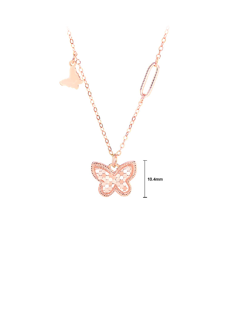 925 Sterling Silver Plated Rose Gold Fashion Temperament Butterfly Sparkling Pendant with Necklace