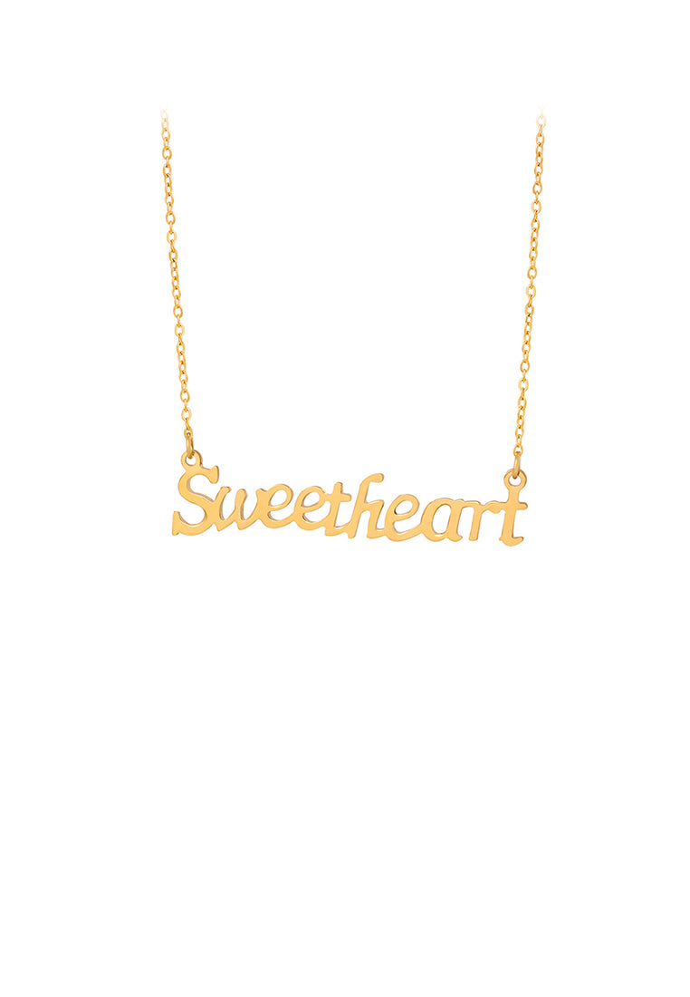 Fashion and Simple Plated Gold 316L Stainless Steel Sweetheart English Alphabet Pendant with Necklace