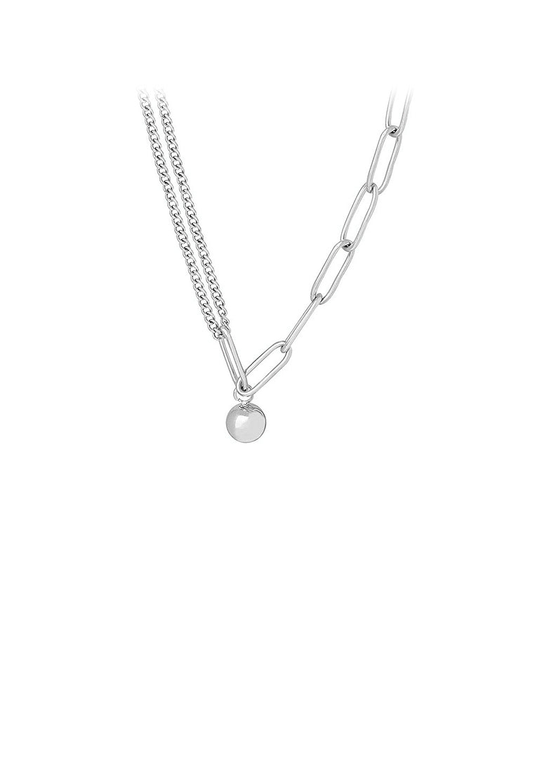 Simple and Fashion 316L Stainless Steel Ball Bead Geometric Pendant with Necklace