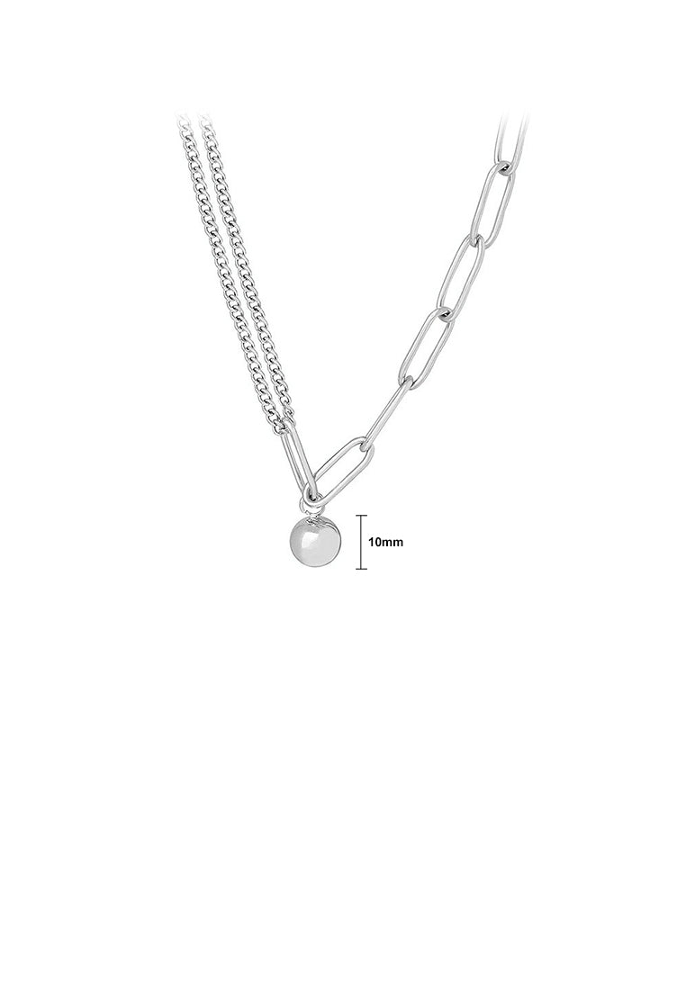 Simple and Fashion 316L Stainless Steel Ball Bead Geometric Pendant with Necklace
