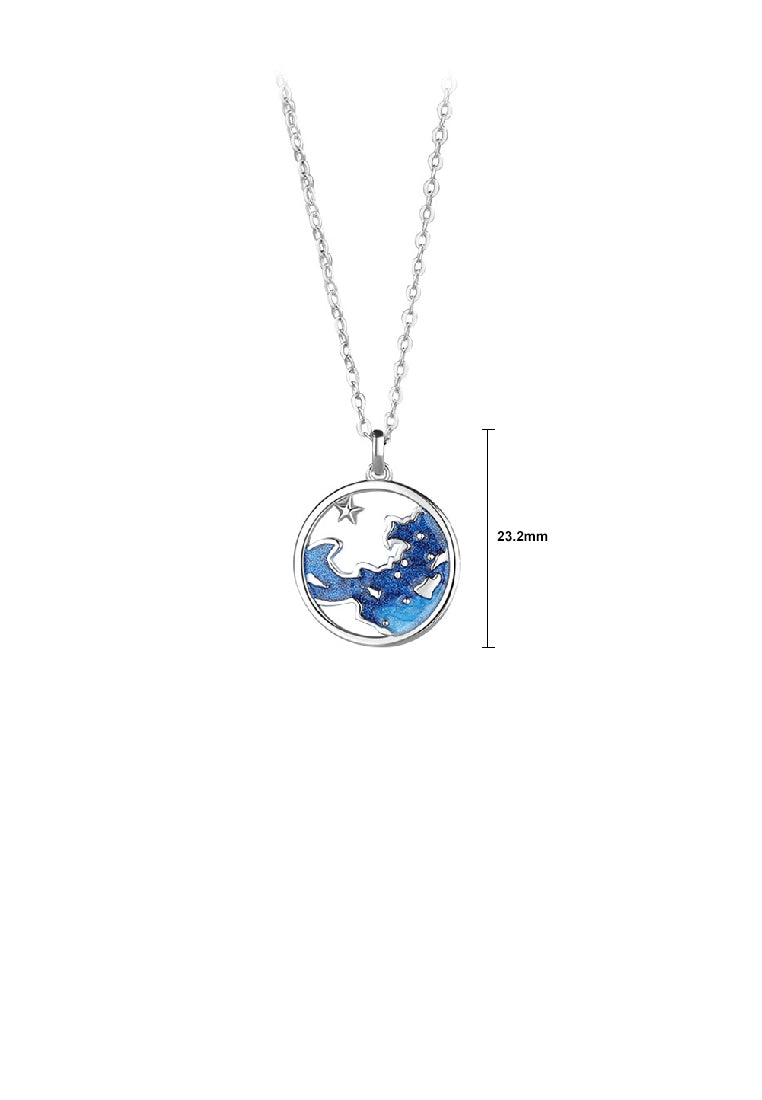 925 Sterling Silver Fashionable Creative Enamel Galaxy Map Hollow Geometric Couple Pendant with Necklace For Men