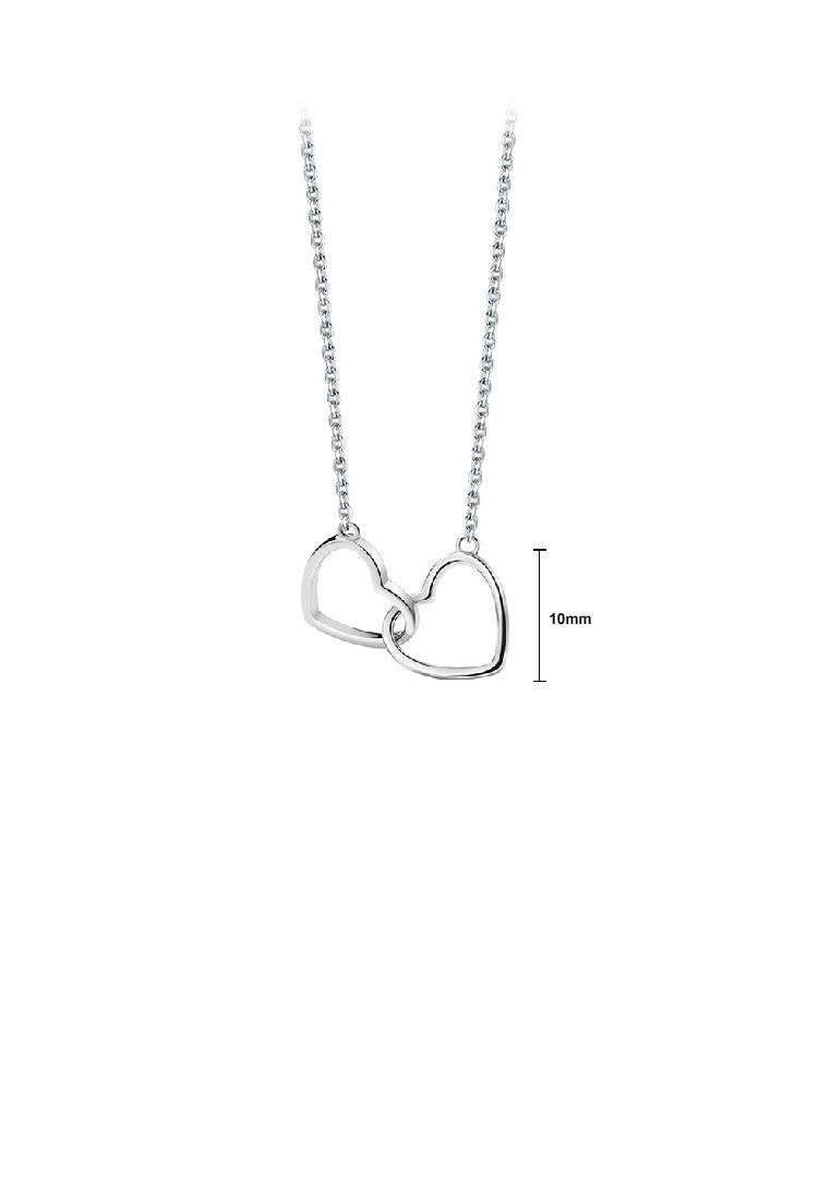925 Sterling Silver Simple Fashion Hollow Double Heart Pendant with Necklace