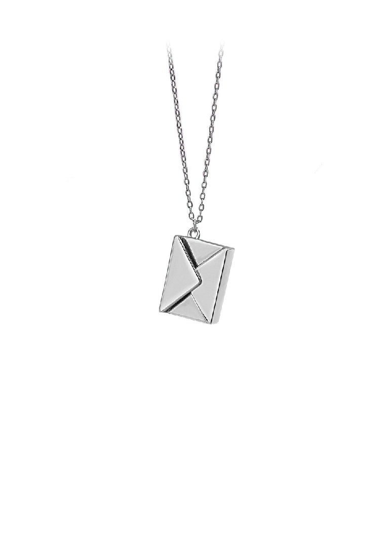 925 Sterling Silver Simple Romantic Love Letter Envelope Pendant with Necklace