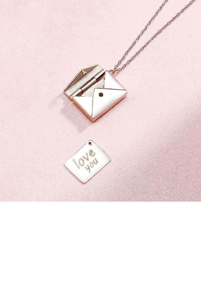 925 Sterling Silver Simple Romantic Love Letter Envelope Pendant with Necklace