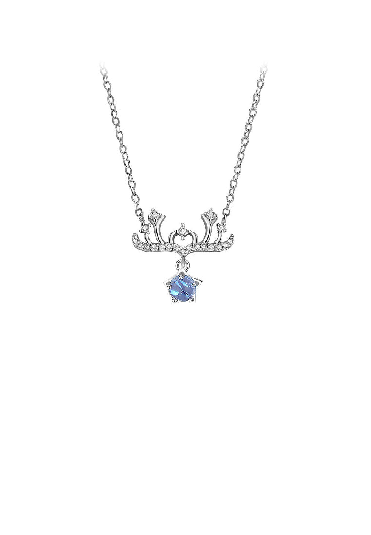 925 Sterling Silver Fashion Temperament Christmas Elk Pendant with Cubic Zirconia and Necklace - Luxurious Look