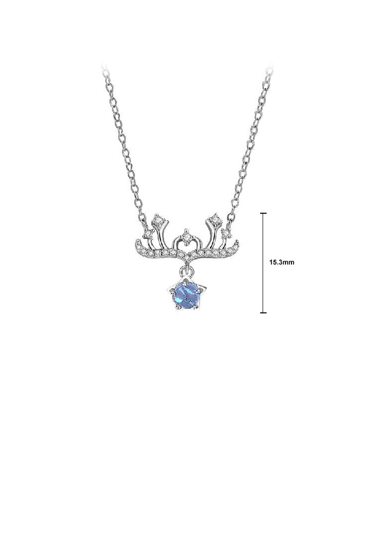 925 Sterling Silver Fashion Temperament Christmas Elk Pendant with Cubic Zirconia and Necklace - Luxurious Look