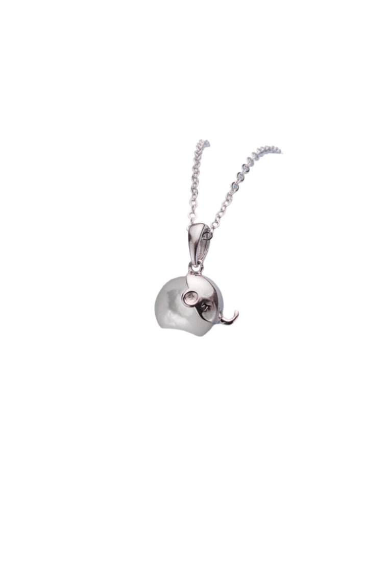 925 Sterling Silver Plated Rose Gold Simple Cute Elephant Mother-of-pearl Pendant with Necklace