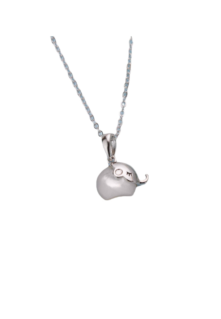925 Sterling Silver Plated Rose Gold Simple Cute Elephant Mother-of-pearl Pendant with Necklace