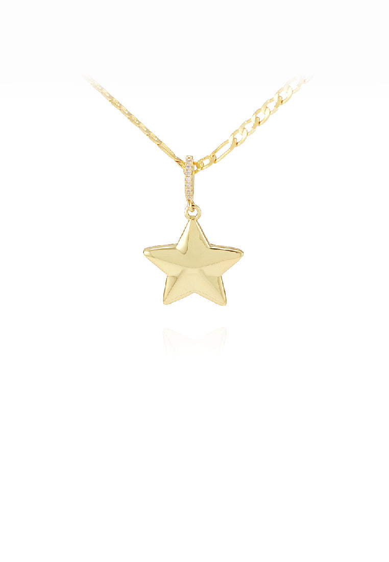 Simple Fashion Plated Gold Star Pendant with Cubic Zirconia and Necklace - Luxurious Look