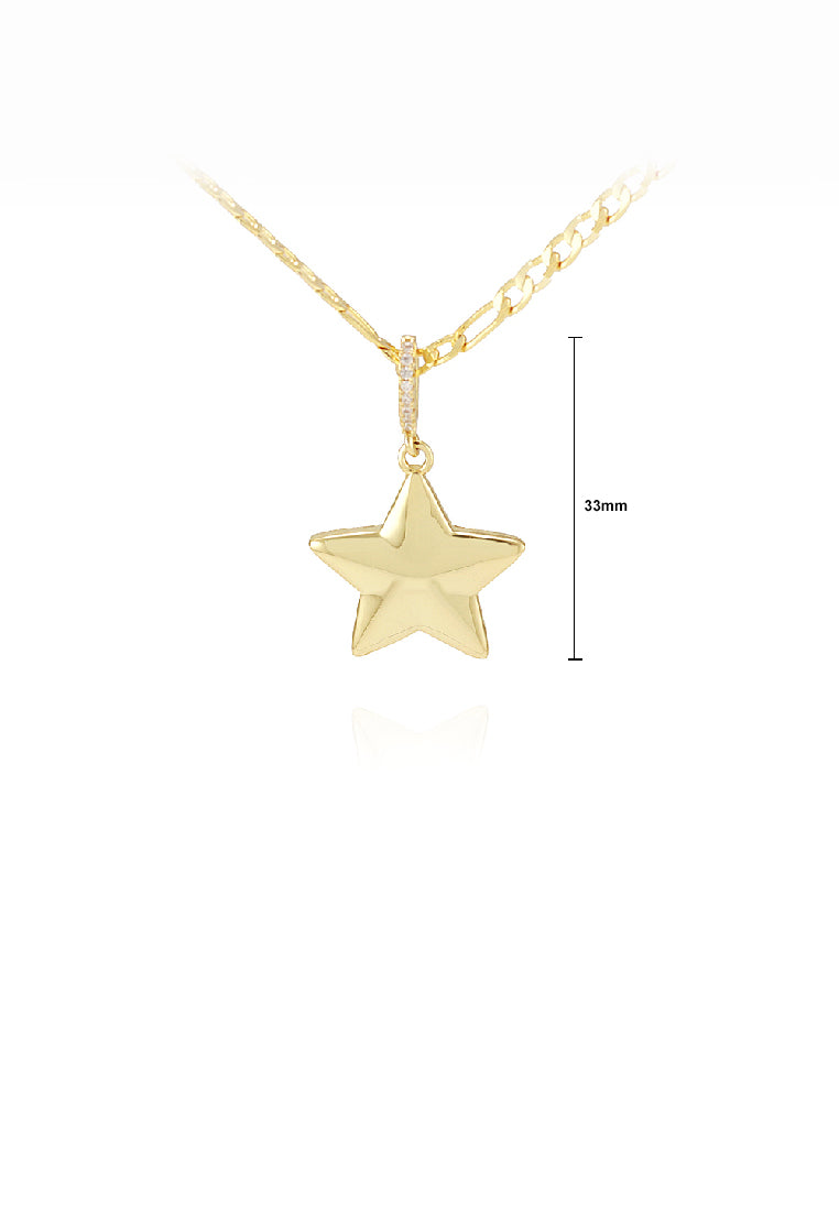 Simple Fashion Plated Gold Star Pendant with Cubic Zirconia and Necklace - Luxurious Look
