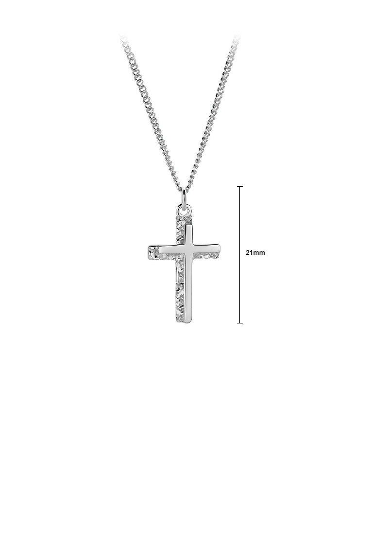 925 Sterling Silver Fashion Simple Cross Irregular Pendant with Necklace