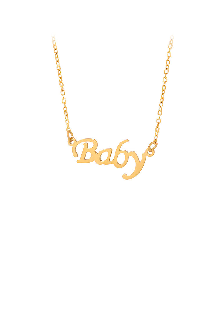Fashion and Simple Plated Gold 316L Stainless Steel Baby English Alphabet Pendant with Necklace
