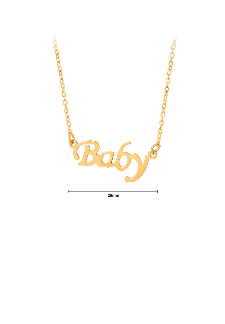 Fashion and Simple Plated Gold 316L Stainless Steel Baby English Alphabet Pendant with Necklace