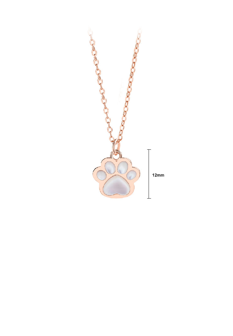 925 Sterling Silver Plated Rose Gold Simple Cute Cat's Claw mother of pearl Pendant With Necklace