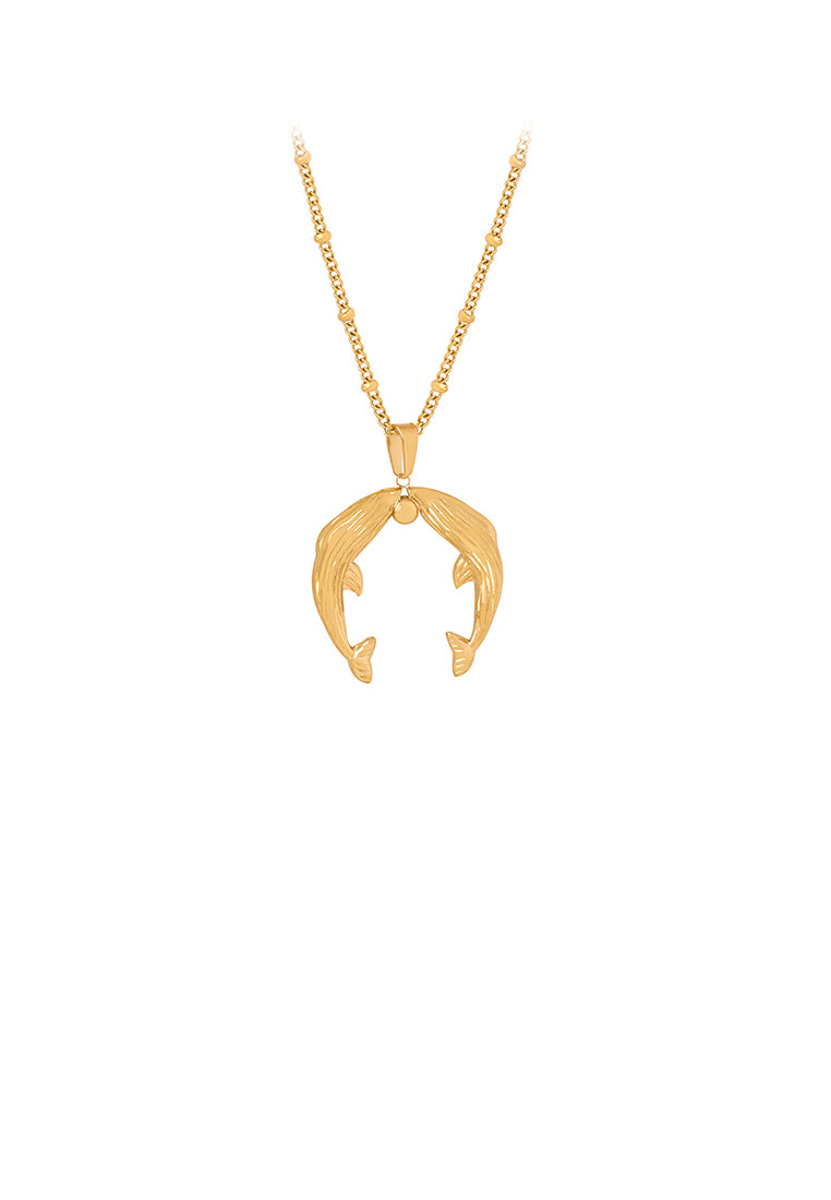 Fashion and Simple Plated Gold 316L Stainless Steel Dolphin Pendant with Necklace