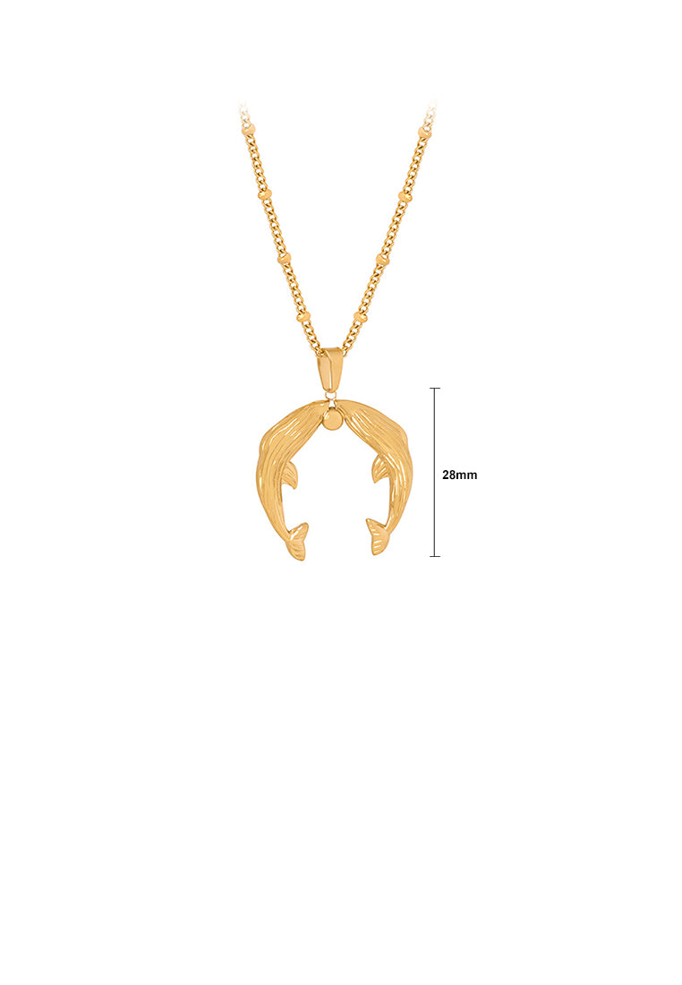 Fashion and Simple Plated Gold 316L Stainless Steel Dolphin Pendant with Necklace