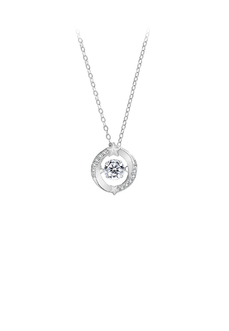 925 Sterling Silver Simple Temperament Star Geometric Pendant with Cubic Zirconia and Necklace - Luxurious Look