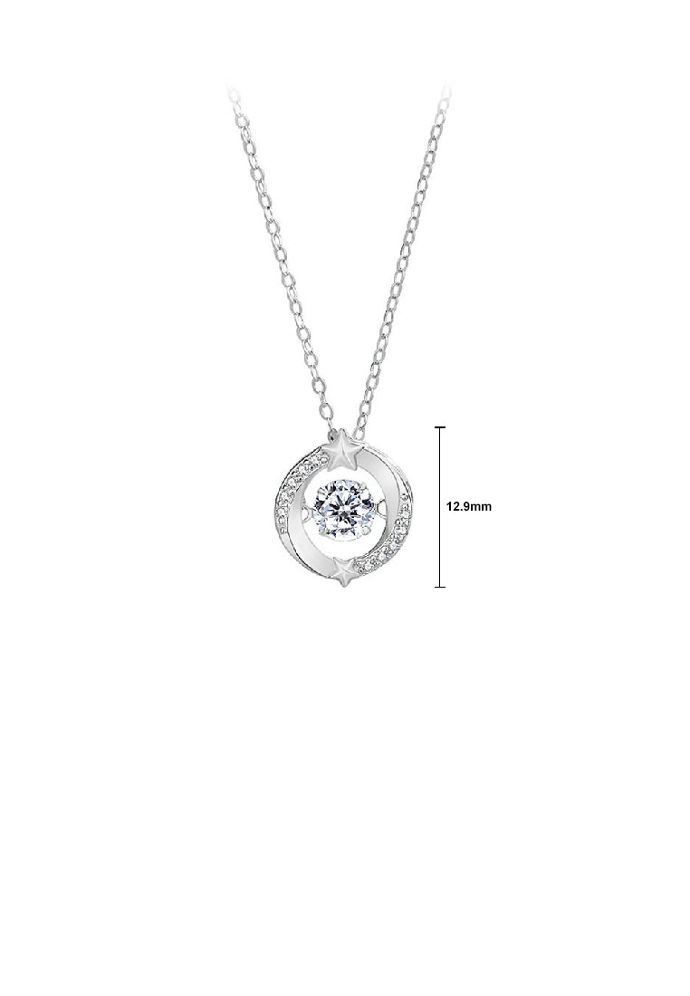 925 Sterling Silver Simple Temperament Star Geometric Pendant with Cubic Zirconia and Necklace - Luxurious Look