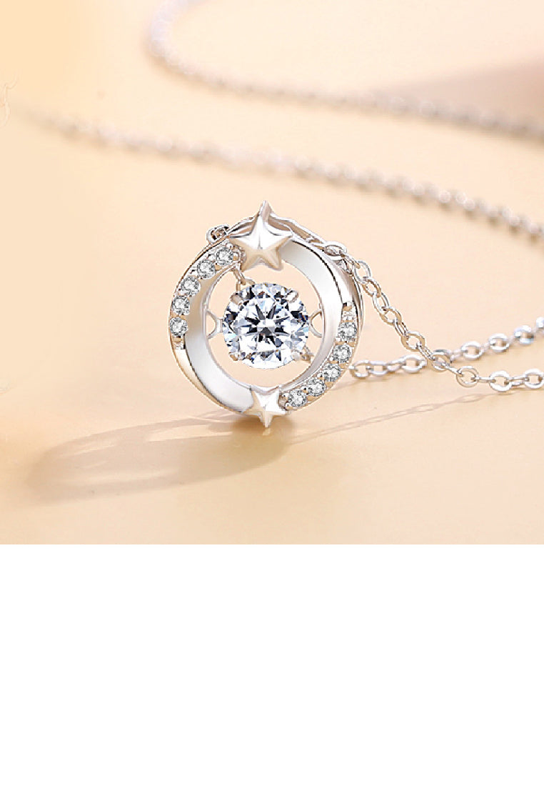 925 Sterling Silver Simple Temperament Star Geometric Pendant with Cubic Zirconia and Necklace - Luxurious Look