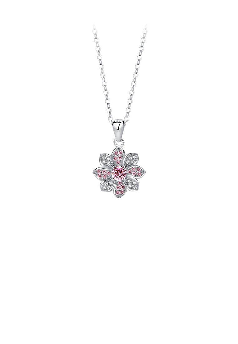 925 Sterling Silver Fashion Temperament Daisy Pendant with Cubic Zirconia and Necklace - Luxurious Look