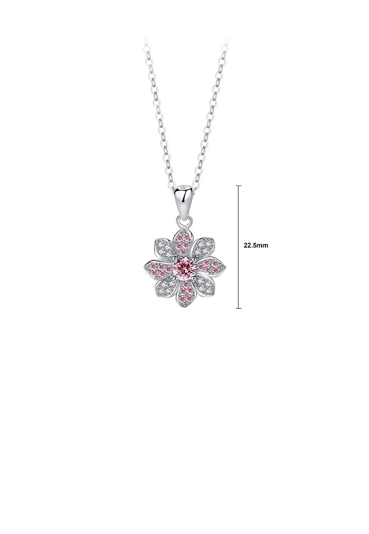 925 Sterling Silver Fashion Temperament Daisy Pendant with Cubic Zirconia and Necklace - Luxurious Look