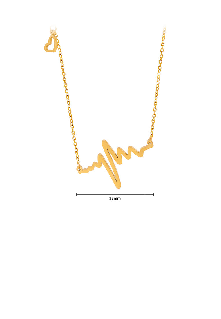 Fashion and Creative Plated Gold 316L Stainless Steel Heart-shaped EKG Pendant with Necklace