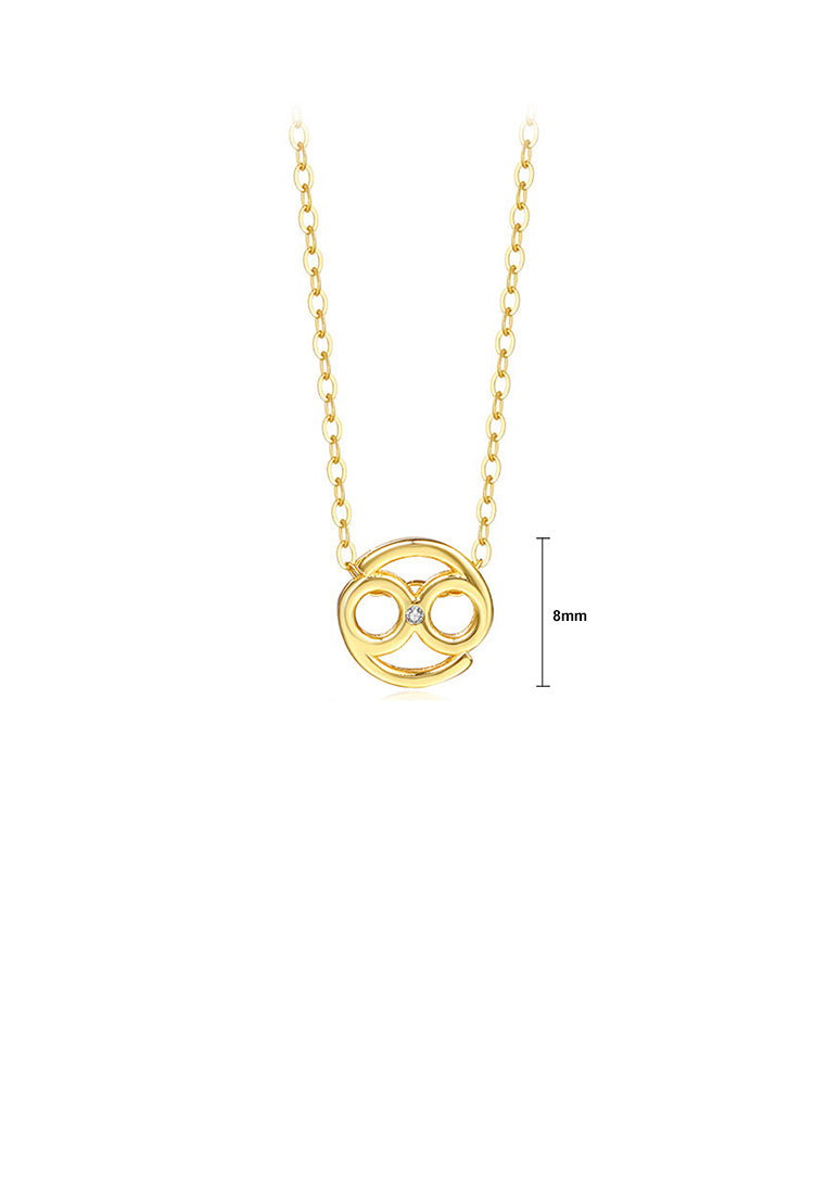 925 Sterling Silver Plated Gold Simple Twelve Constellations Cancer Pendant with Cubic Zirconia and Necklace - Luxurious Look