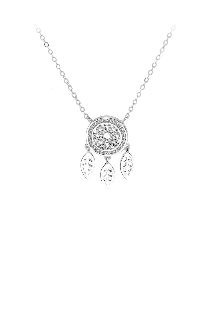 925 Sterling Silver Fashion Personalized Dreamcatcher Tassel Pendant with Cubic Zirconia and Necklace - Luxurious Look