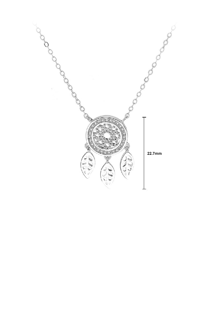 925 Sterling Silver Fashion Personalized Dreamcatcher Tassel Pendant with Cubic Zirconia and Necklace - Luxurious Look